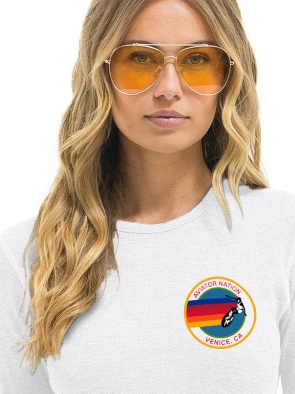 Aviator Nation Venice CA RAINBOW SURFER WAFFLE LONG SLEEVE TEE TOP XS - Picture 8 of 10